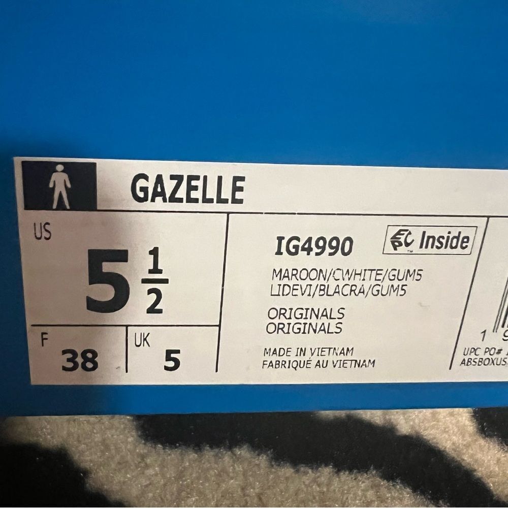 NWT Adidas Gazelle Sneakers Maroon Size Men 5.5/Women 6.5 - Picture 13 of 15